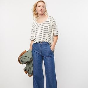 J CREW Linen Tee Striped Short Sleeve Size XL